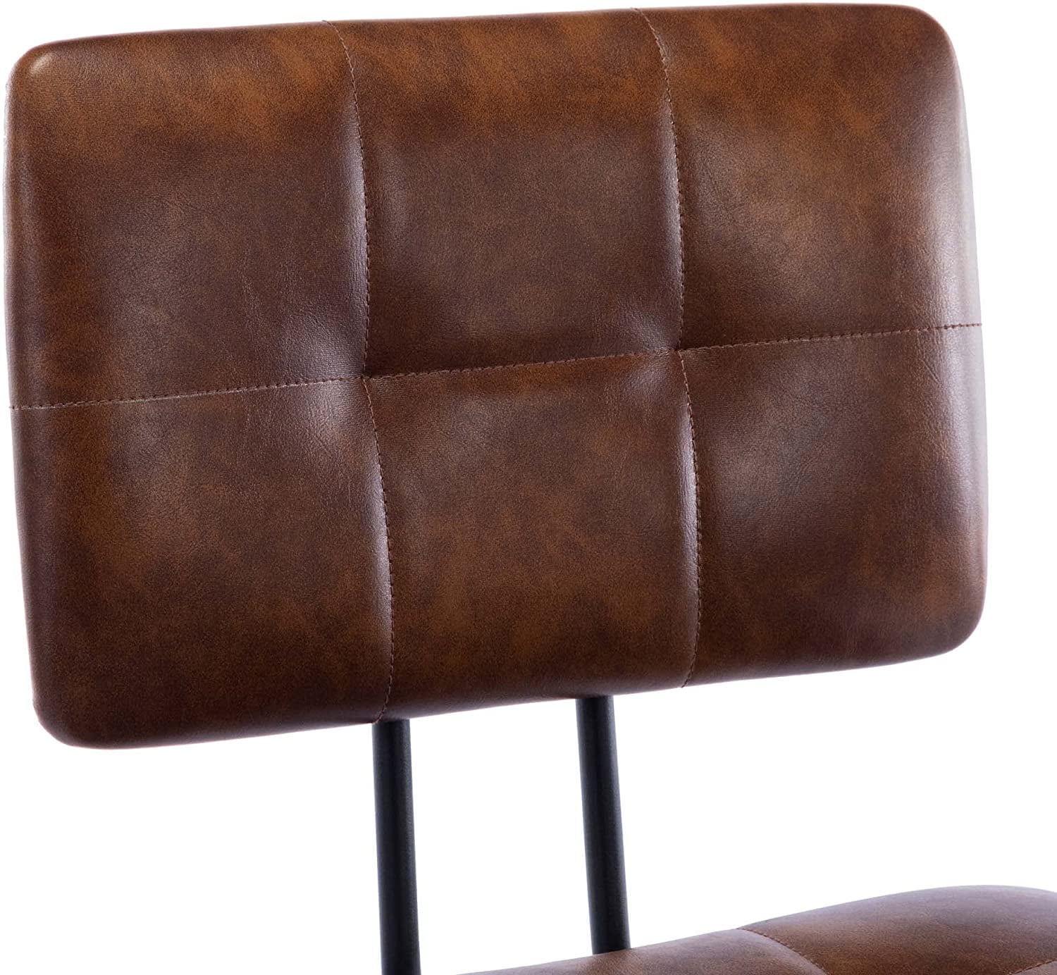 Duhome Faux Leather Dining Chairs Set of 2, Modern Upholstered Dining Room Chairs with Black Metal Legs, Brown