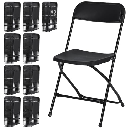 10 Pack White Plastic Folding Chairs Indoor Outdoor Portable Stackable Commercial Seat with Steel Frame Heavy Duty Foldable Chair for Events Office Wedding Party Dining 350lbs Capacity