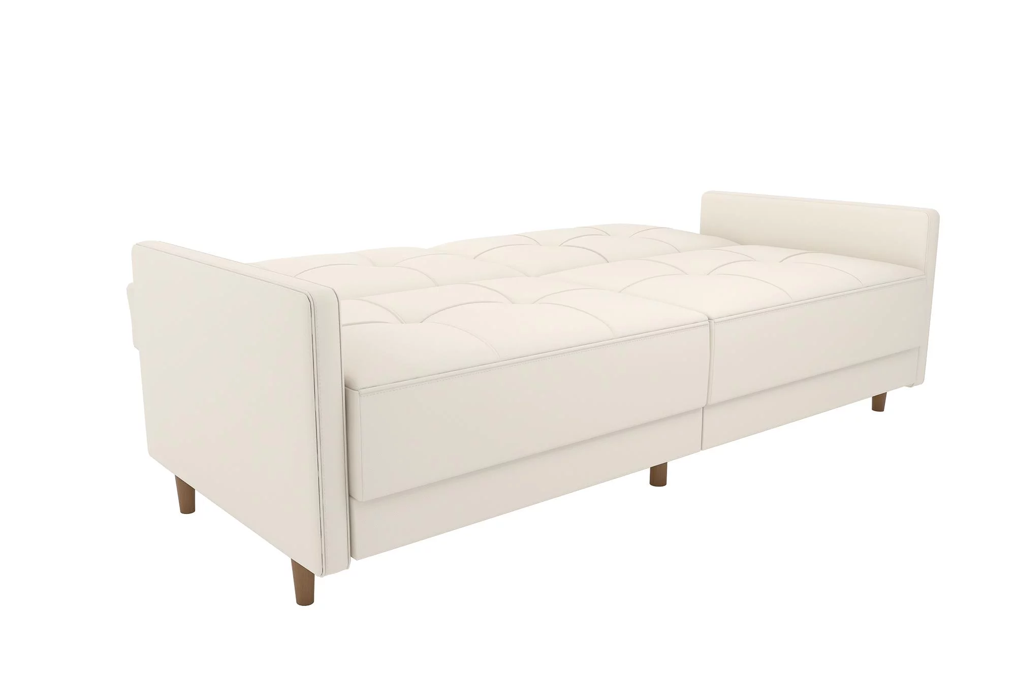 Desert Fields Adera Coil Futon, White Faux Leather