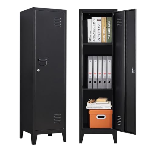 Metal Locker with Doors and Shelves, Locking Storage Cabinets for Small Spaces, Lockers for Employees, Lockable Storage Lockers for Office Garage School Gym
