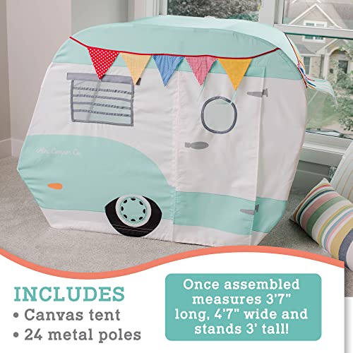 MindWare Camper Playhouse – Pretend, Indoor Fort for Kids – 43 x 55 x 36 inch Play Set Made of Cotton Canvas – Easy Assembly & Simple to Clean