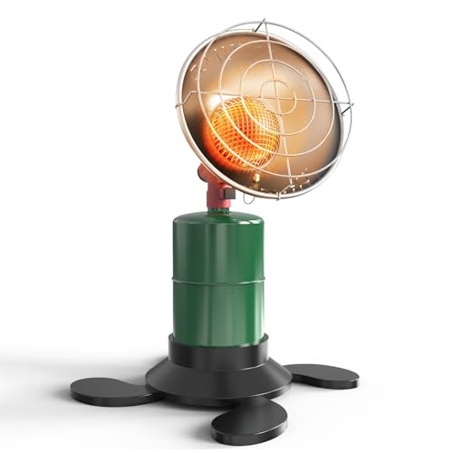 Buyplus Propane Heater - 6200BTU Portable Patio Heaters for Outdoor Use, Camping Heater with Electronic Ignition, Control Valve, Gas Tank Holder for Tent, Fishing, Garage, Green(Fuel not included)