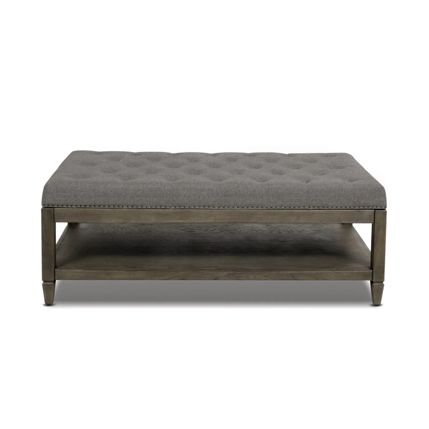 Jennifer Taylor Home Sylvan Oak Tufted Cocktail Storage Ottoman, Heathered Grey