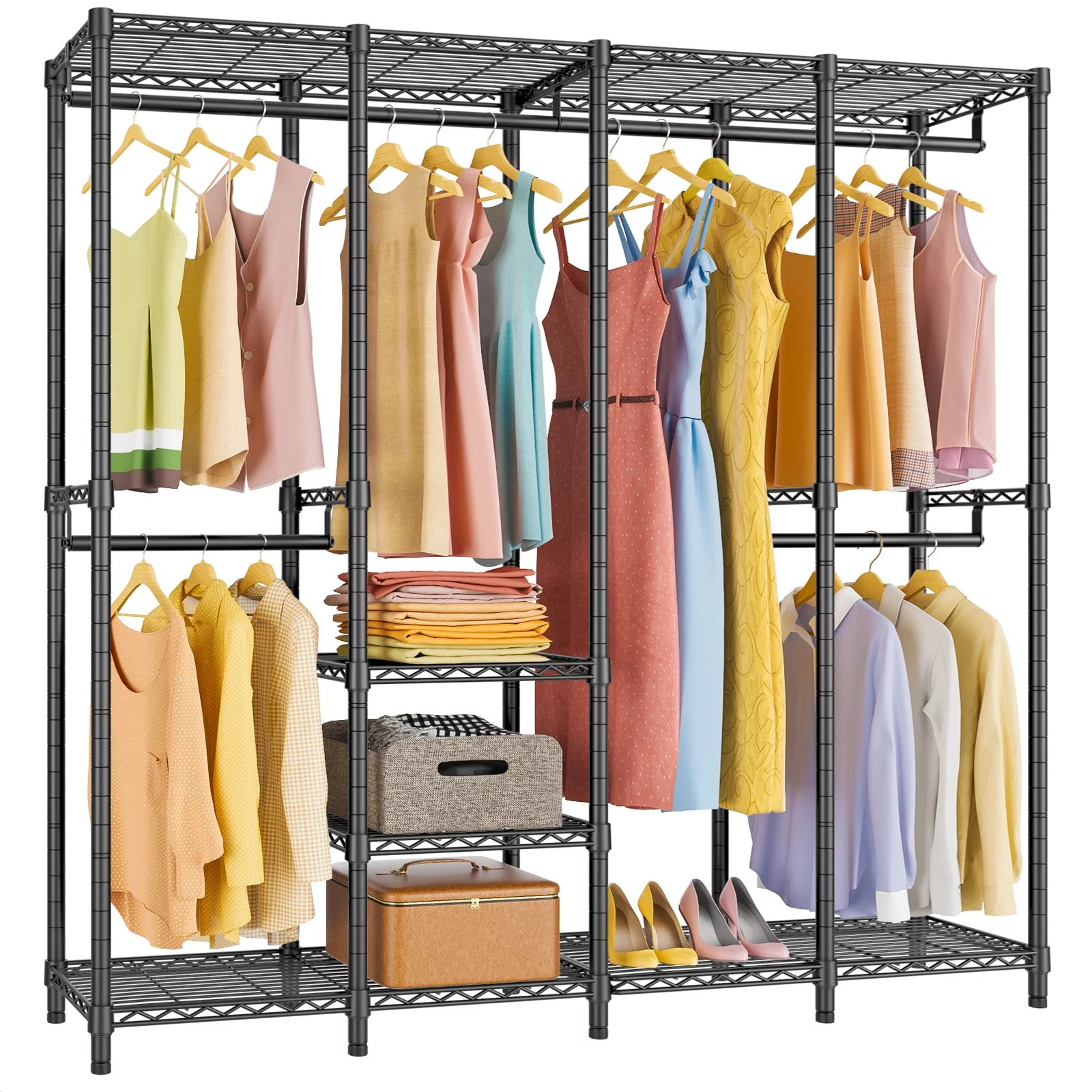 VIPEK V40 Garment Rack Heavy Duty Clothes Rack, Multi-Functional Bedroom Clothing Rack Freestanding Closet Portable Closet Wardrobe, Max Load 900lbs, Medium Size (Black)