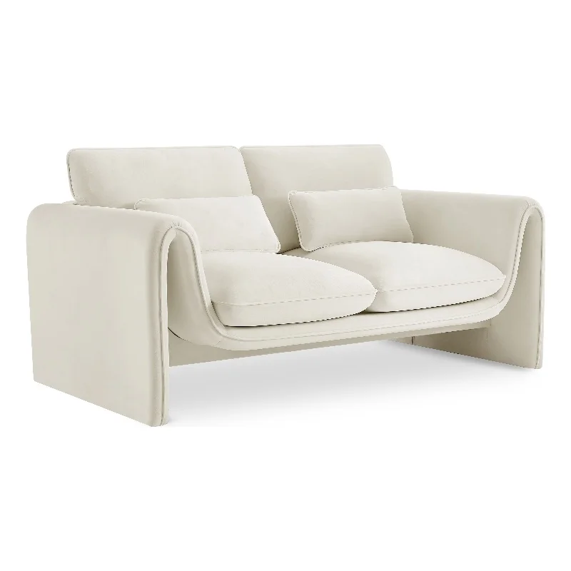 Meridian Furniture Sloan Cream Velvet Fabric Loveseat