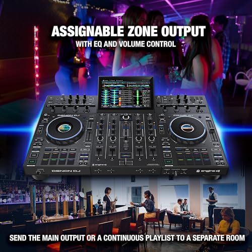 Denon DJ PRIME 4+ Standalone DJ Controller with Stem Separation on 4 Decks, Wi-Fi Streaming, Drop Sampler Mixer, 10.1