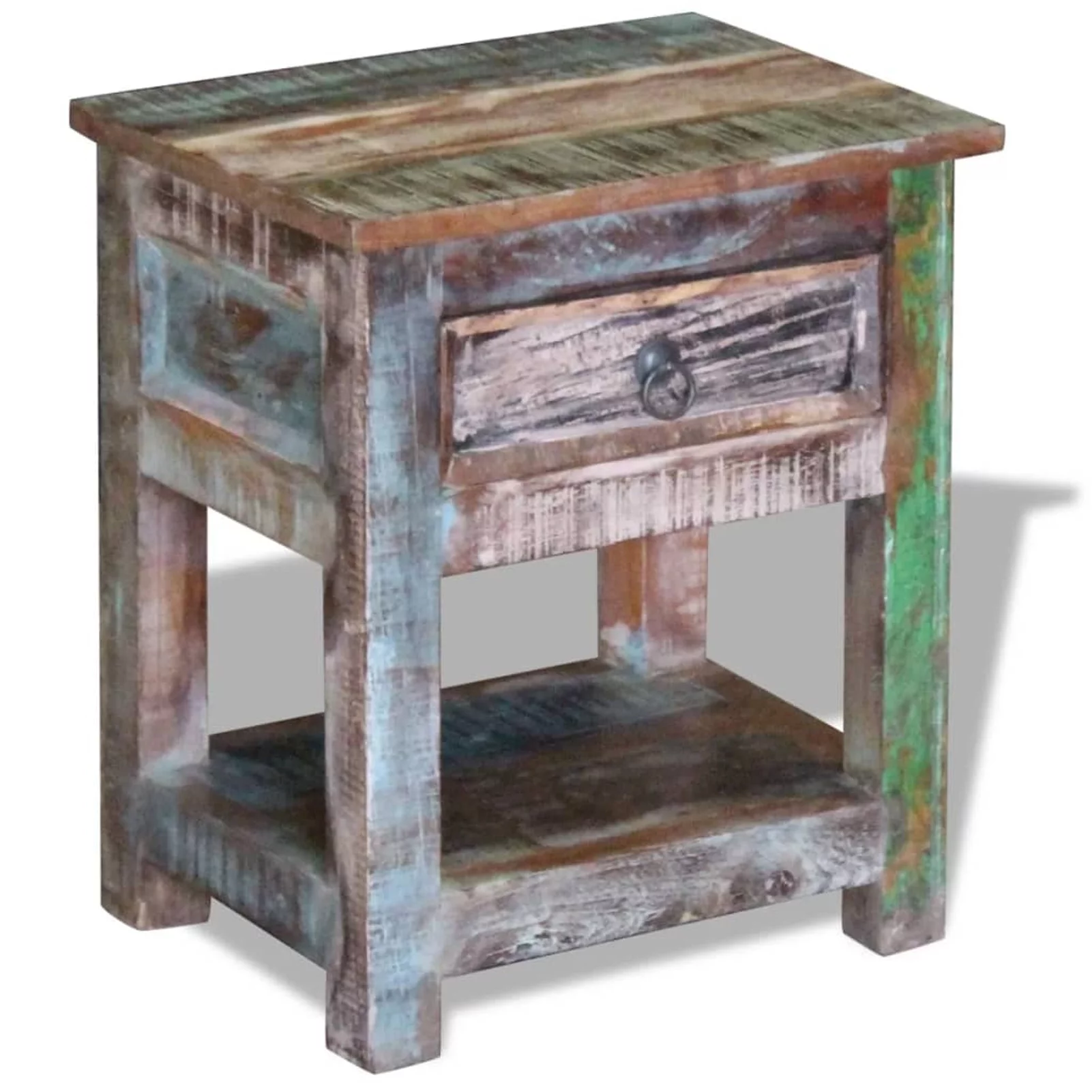walmeck Side Table with 1 Drawer Solid Reclaimed Wood 17