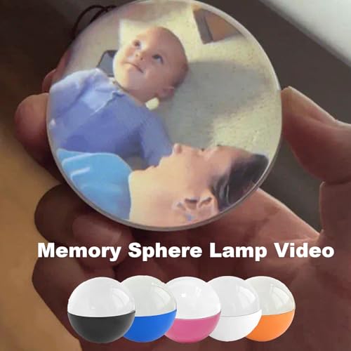Memory Sphere Lamp Video, 2.7inch Custom Light Up Sphere 3D Crystal Ball Ultrasound with Electronic Display Sound, Digital Photo Video Display for Anniversary/Birthday (White)