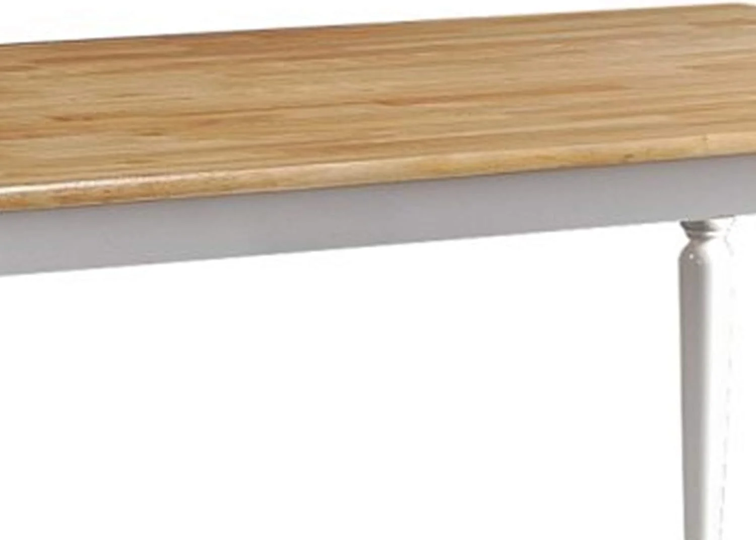 Grained Rectangular Wooden Dining Table With Turned Legs, Brown And White