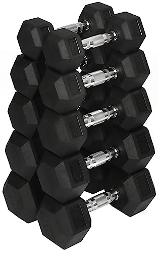 Premium Rubber Coated Hex Dumbbell Weight Set, Multiple Packages