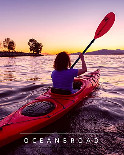 OCEANBROAD Adjustable Carbon Fiber Kayak Paddle 86in/220cm to 94in/240cm Kayaking Oar for Adults with Paddle Leash 1 Paddle