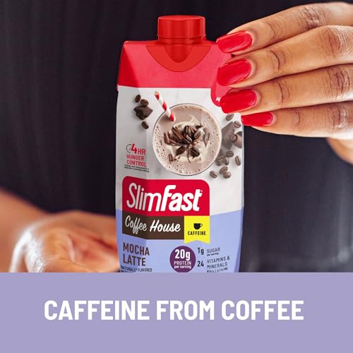 SlimFast Protein Shake, Chocolate- 20g Protein, Meal Replacement Shake Ready to Drink, High Protein with Low Carb and Low Sugar, 24 Vitamins and Minerals, 12 Count (Pack of 1) (Packaging May Vary)