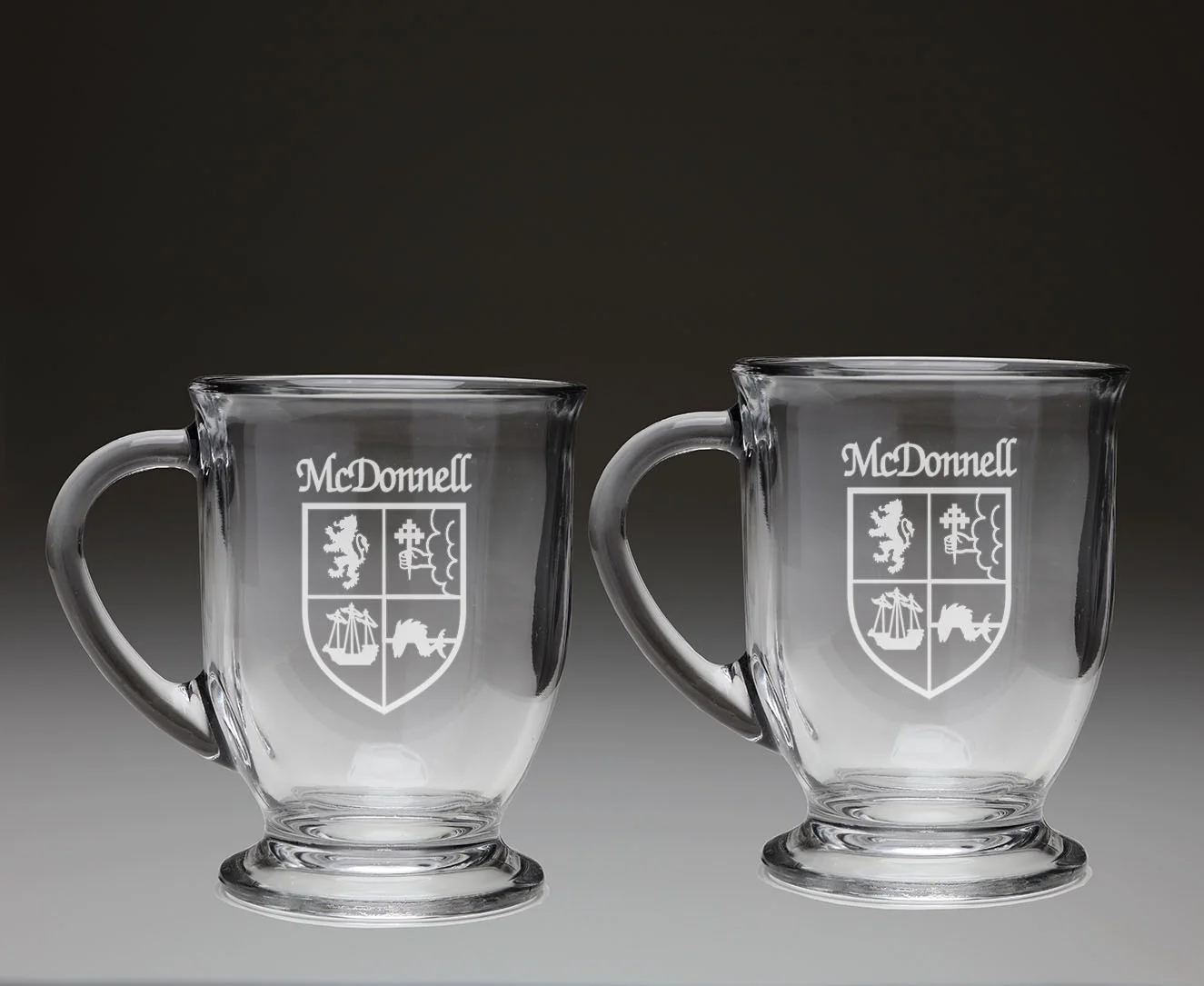 McDonnell Irish Coat of Arms Glass Coffee Mugs - Set of 2