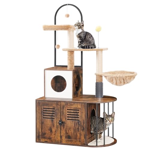 HOOBRO Cat Tree with Litter Box Enclosure, All-in-One 31.5