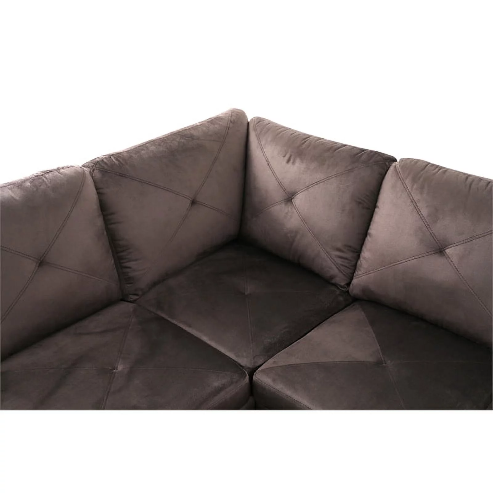 Pemberly Row L Shaped Chocolate Couch with Ottoman(Pillows Included) Microfiber