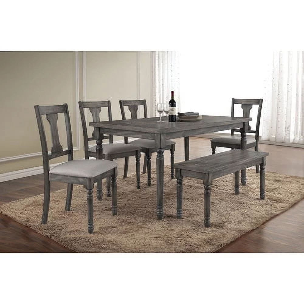 ACME Wallace Dining Bench, Weathered Gray Washed
