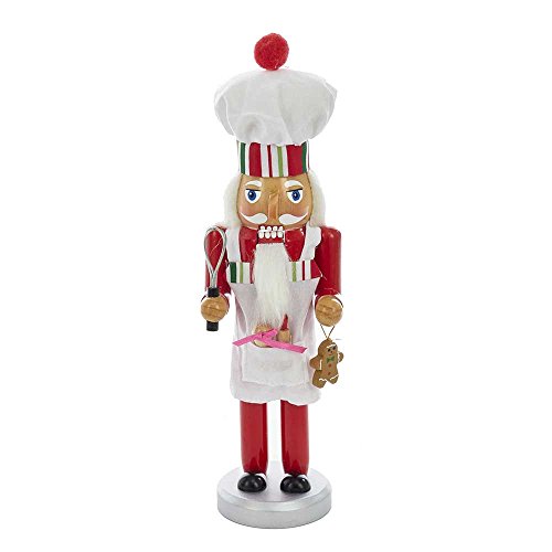 Kurt Adler Rosy Red Baking Nutcracker Chef 10 inch Wood Decorative Tabletop Figurine