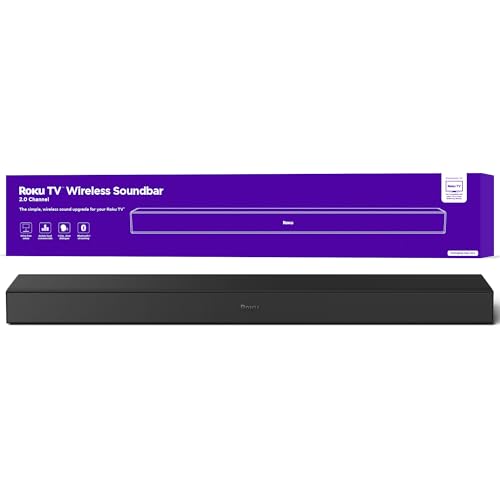 Roku TV Wireless Soundbar, Soundbar Exclusively for RokuTV with Enhanced Stereo Sound, Clear Dialogue, and Simple Wireless Setup
