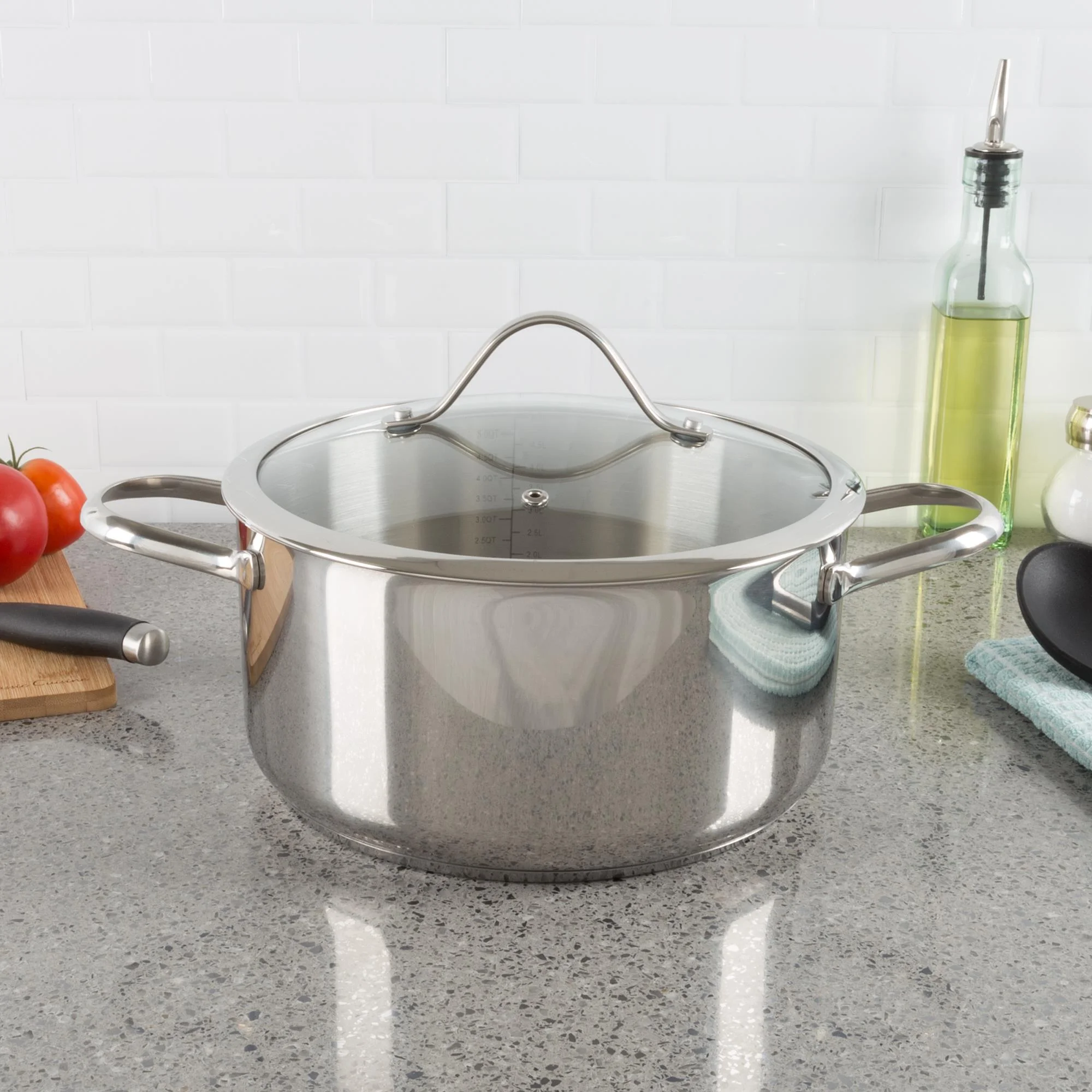 Classic Cuisine 6 Quart Stock Stainless Steel Pot with Lid