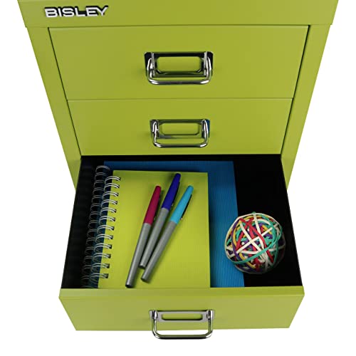 Bisley 10-Drawer Steel MultiDrawer Cabinet - Black, Chrome Pull Handles with Label Holders, Powder-Coated Steel, Removable Drawers, Fits Under Most Desks, Labels Included