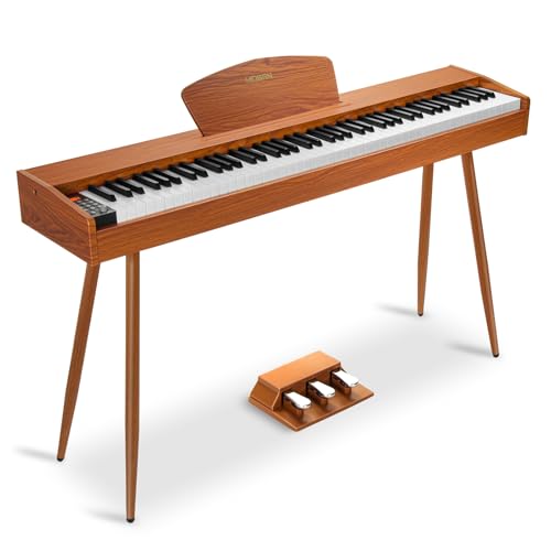 MOSEN Digital Piano 88 Key Weighted Keyboard, Full-size Electric Piano for Beginners, Hammer Action Piano Keyboard, with Sheet Music Stand, Triple Pedal, Power Adapter, USB-MIDI Connecting, Black