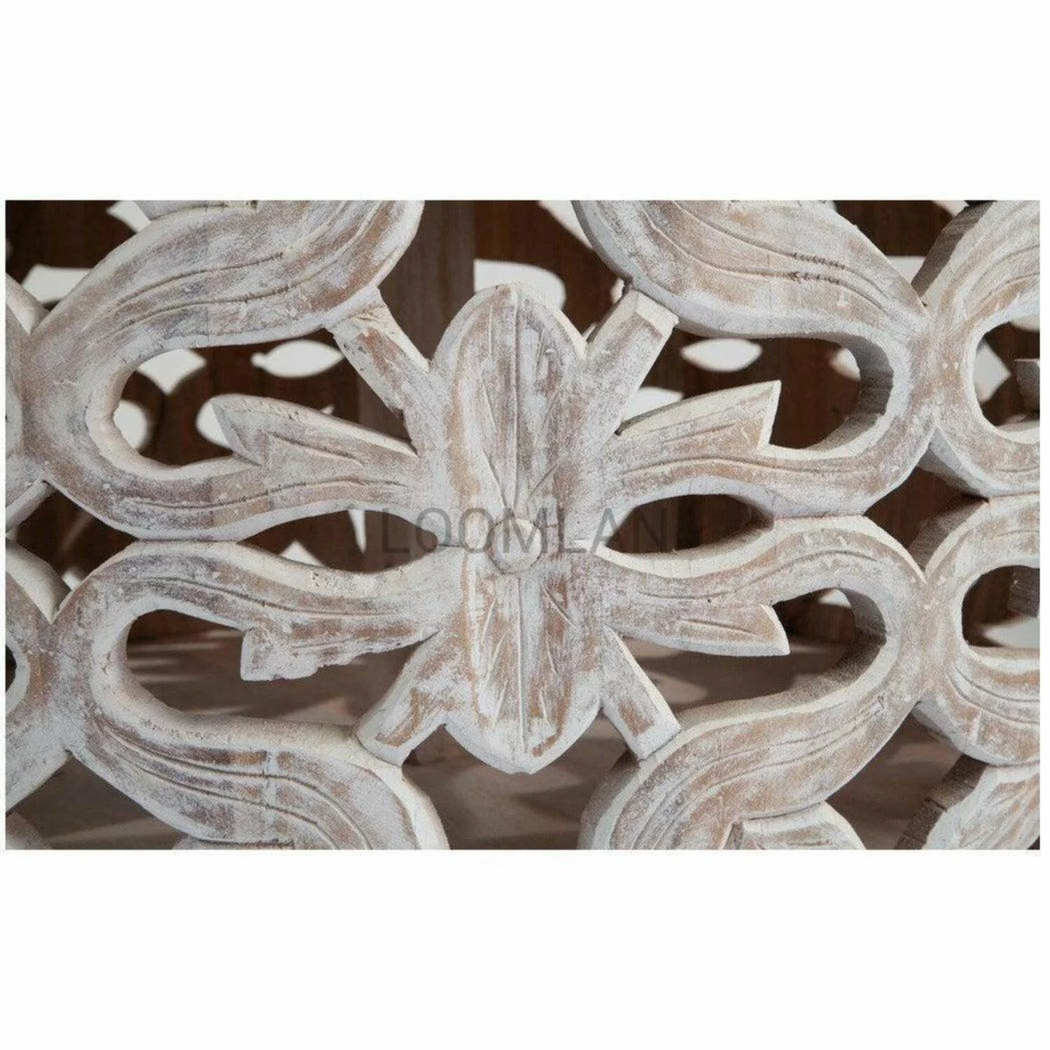 32 White Wash Drum Coffee Table Hand Carved Mango Wood