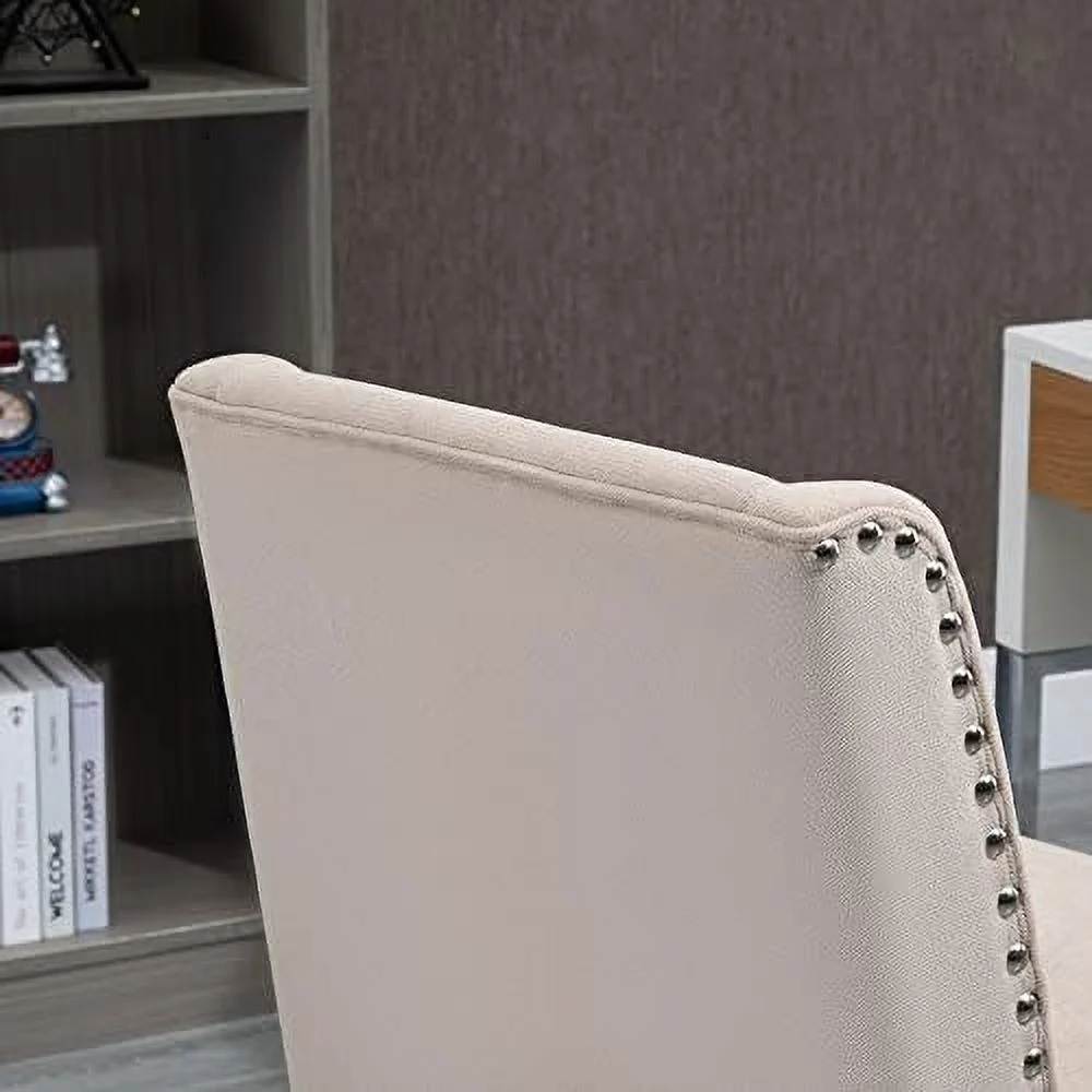 Back Home Office Chair, Task Chair With Tilt, 360° Swivel, Padded Desk Chair With Adjustable Height, Beige