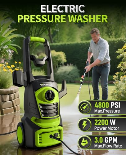 Electric Pressure Washer, 4800PSI 3.0 GPM Power Washer with 4 Quick Connect Nozzles, 400ml Foam Cannon Electric Power Washer Cleaning for Cars, Home, Driveways, Fences, Patios