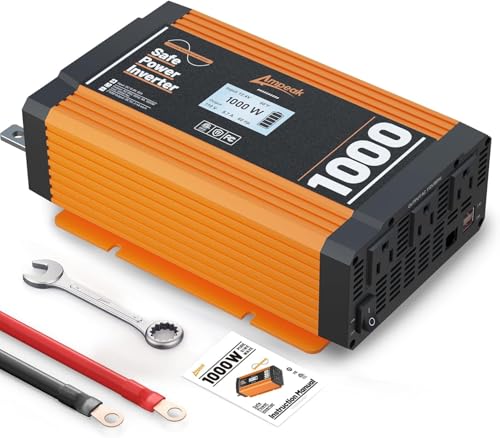 Ampeak 750W Power Inverter 4.8A Dual USB Ports 2 AC Outlets Car Inverter DC 12V to AC 110V 11 Protections for Appliances