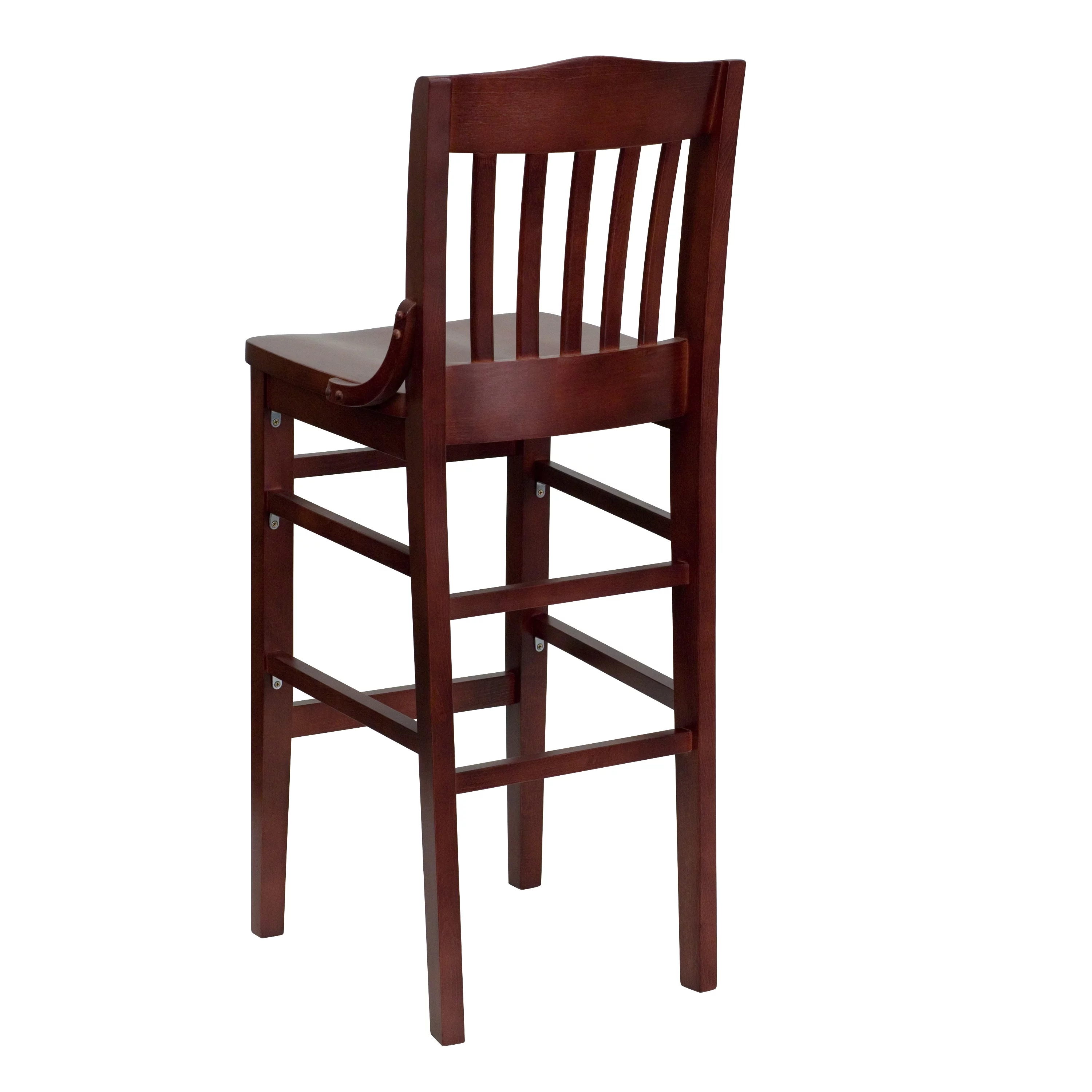 Flash Furniture HERCULES Series School House Back Mahogany Wood Restaurant Barstool