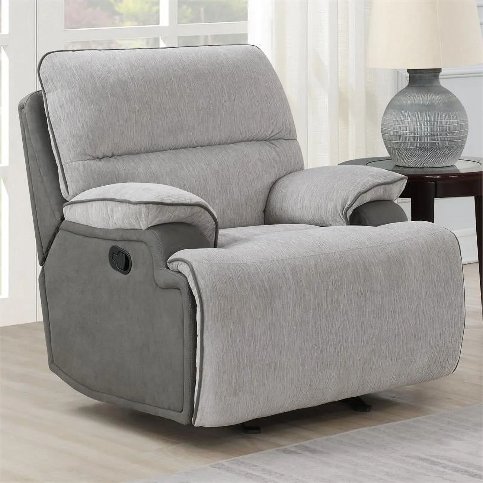 Steve Silver Cyprus Light Gray Fabric Recliner Chair