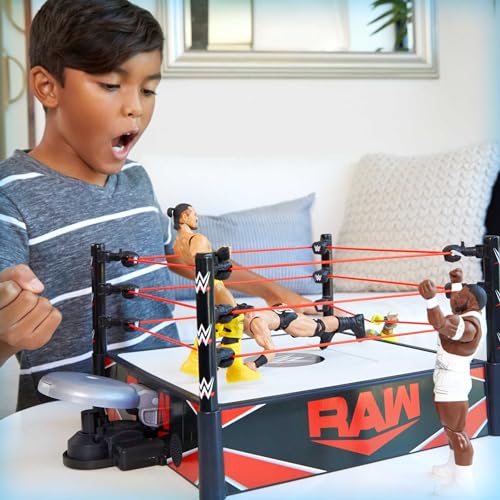 Mattel WWE Wrekkin' Kickout Ring Playset with Accessories & 2 Play Modes, Includes Launcher, Crane, WWE Championship & More, 13-inch x 20-inch