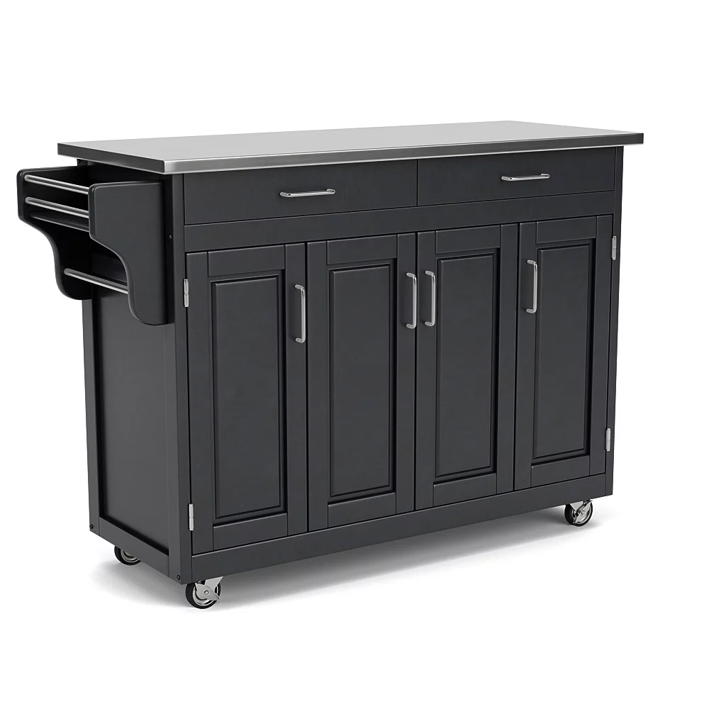 Homestyles Create-a-Cart Wood Kitchen Cart in Black