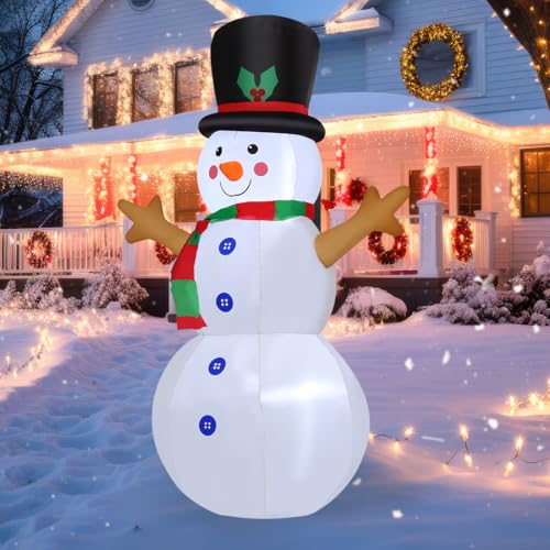 GOOSH 4 FT Christmas Inflatables Snowman Outdoor Decorations Blow Up Yard Decoration with LED Lights Built-in for Xmas Holiday Party Indoor Garden Lawn Décor