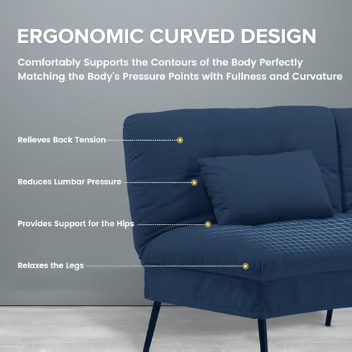 COMHOMA Convertible Sofa Bed,68″Fabric Couch with Adjustable Backrest,Loveseat Recliner Sleeper Living Room Furniture futon Set,Black