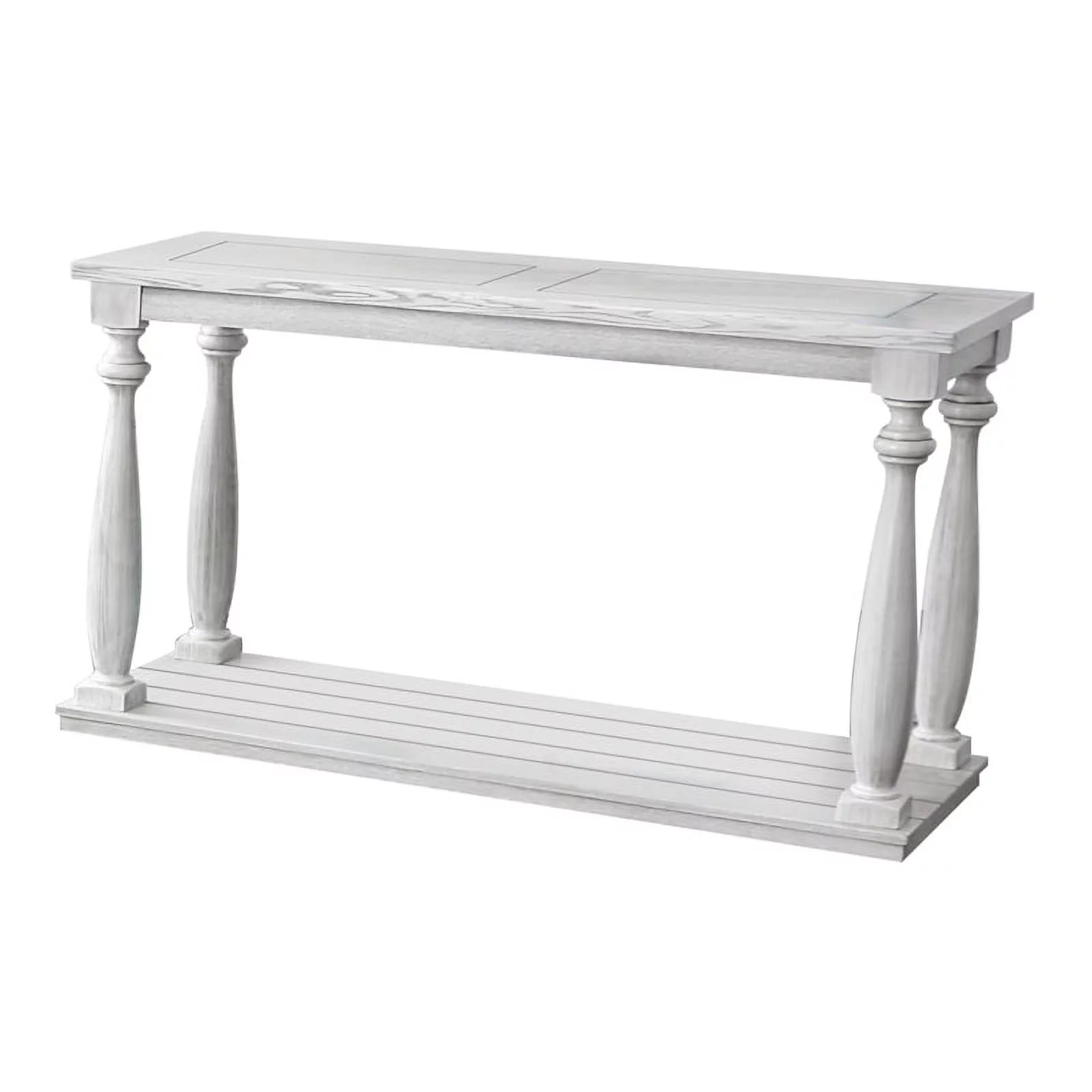 Furniture of America Lynton Rustic Wood Open Shelf Sofa Table in Antique White
