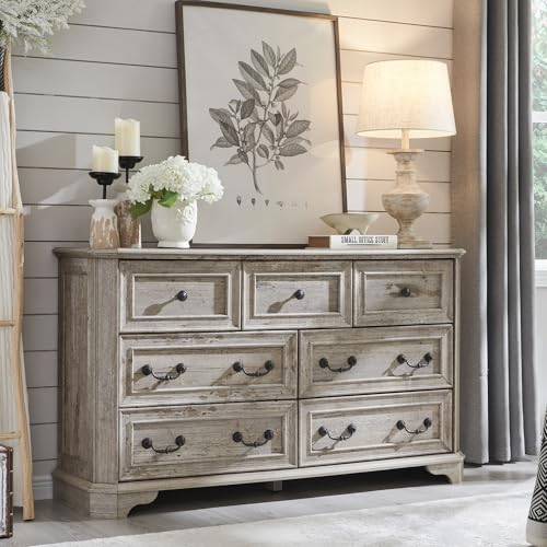 T4TREAM Farmhouse 5 Drawers Dresser for Bedroom, 48