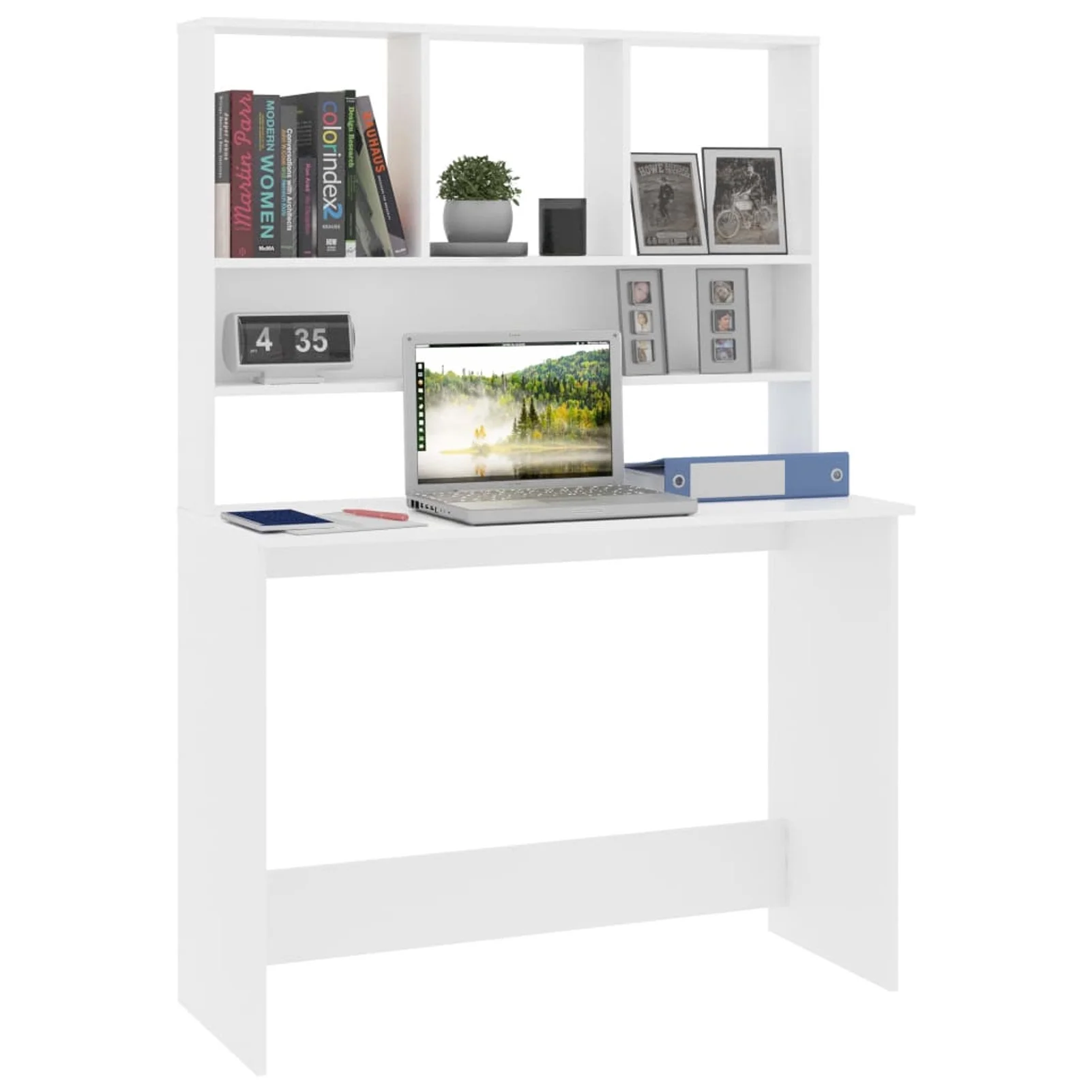 OWSOO Desk with Shelves White 43.3