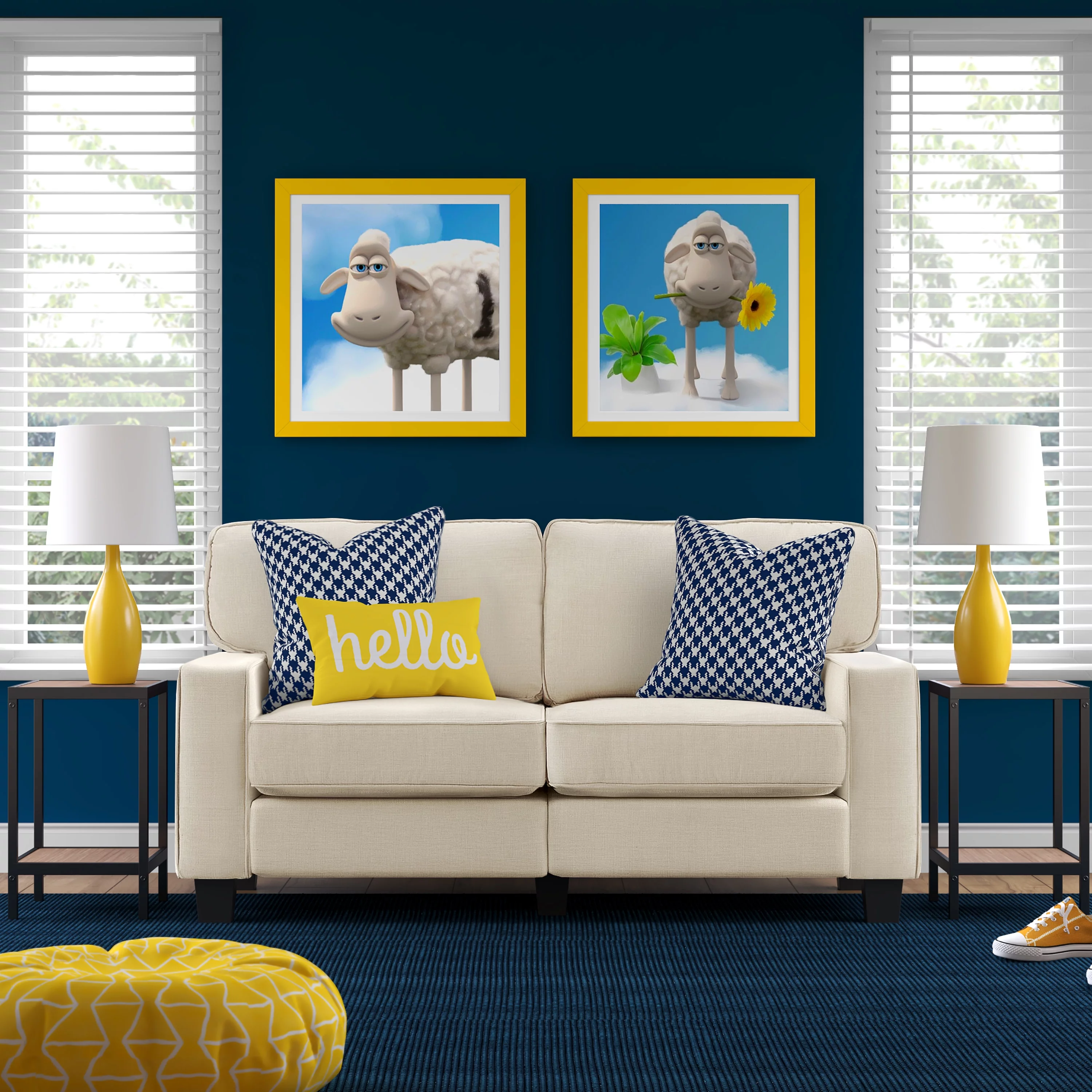 Serta Palisades Modern Track Arm 61-inch Loveseat, Buttercream Fabric