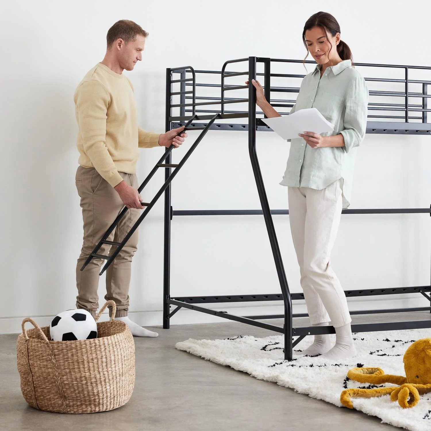 DHP Daven Easy Assembly Twin-over-Full Metal Bunk Bed, Black