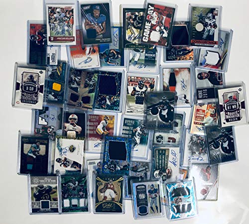 NFL Football Card Relic Game Used Jersey Autograph Hit Lot with 10 Relic Autograph or Jersey Cards Per Lot Perfect Party Favor or for NFL Collector or Fanatic Football Fan Every Lot is Unique