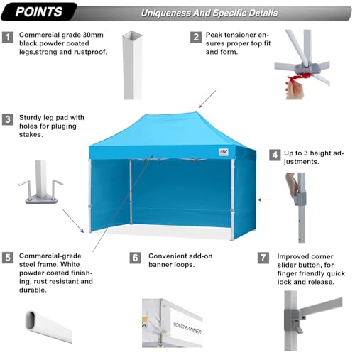 ABCCANOPY Easy Pop Up Canopy Tent with Sidewalls 10x10 Commercial -Series, White