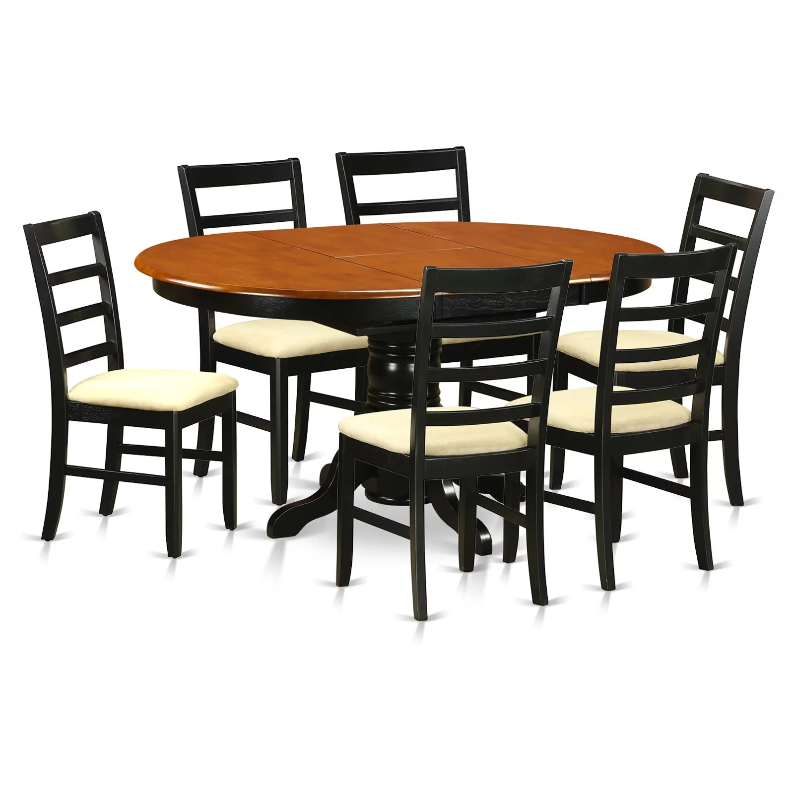 East West Furniture  7 Piece Dining Table Set Consist of an Oval Dining Table and 6 Kitchen Chairs, Black & Cherry(Seat Options) AVPF7-BCH-C