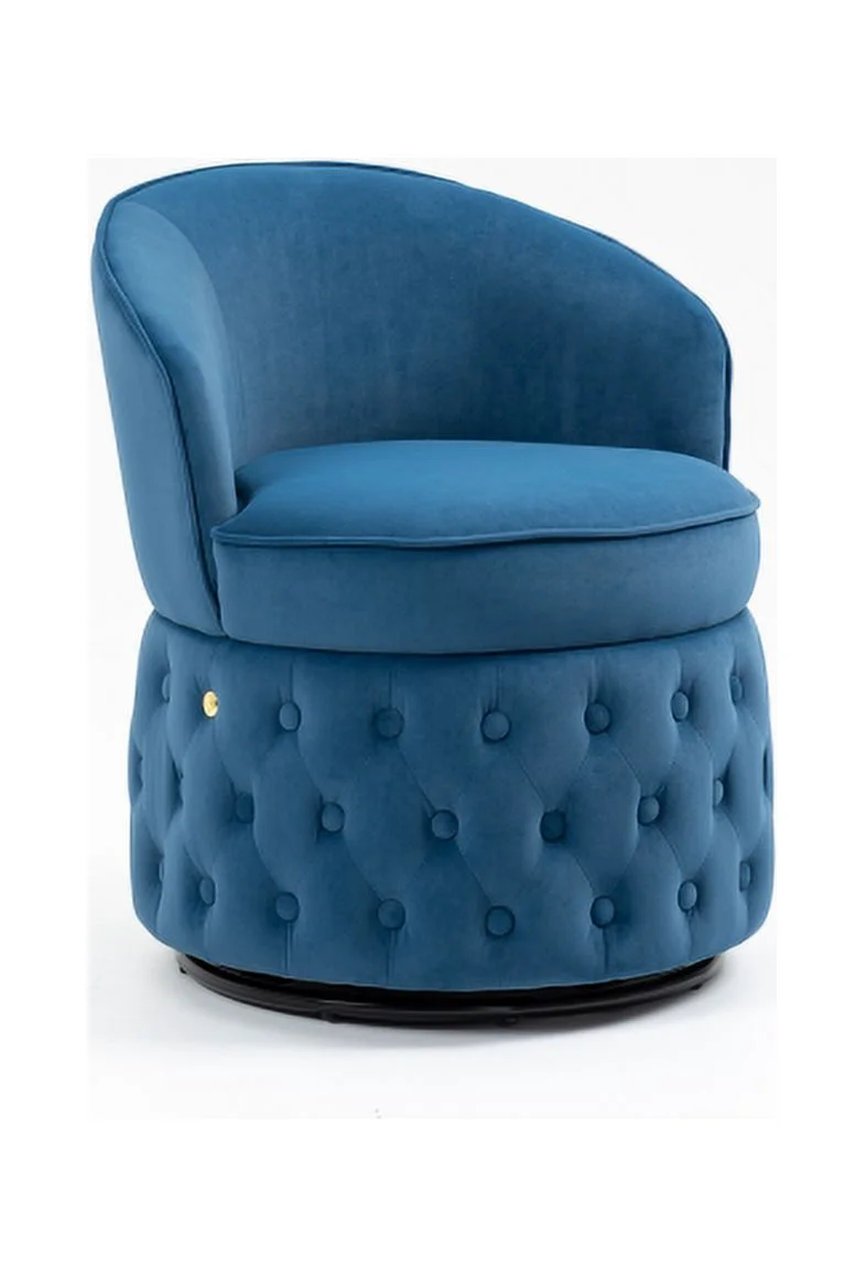 Villeston Swivel Velvet Sofa Barrel Chair for Living Room and Office, Comfortable Round Swivel Accent Chair with Armrests for Bedroom, Lounge, Beige