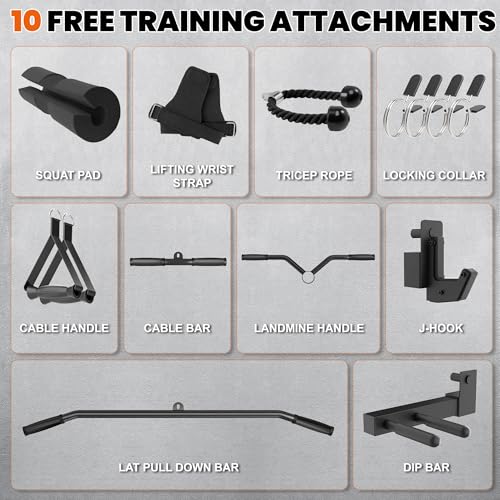 Smith Machine Home Gym with Aluminum Pulley Set - 2000lbs Capacity All-in-One Power Rack with Cable Crossover, Pull-Up Bar & Dip Station, Includes 18 Attachments, P107 Anvil