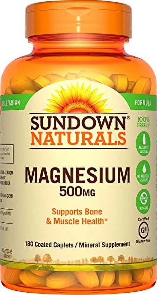 5 Pack - Sundown Naturals Magnesium 500 mg, 180 Caplets Each