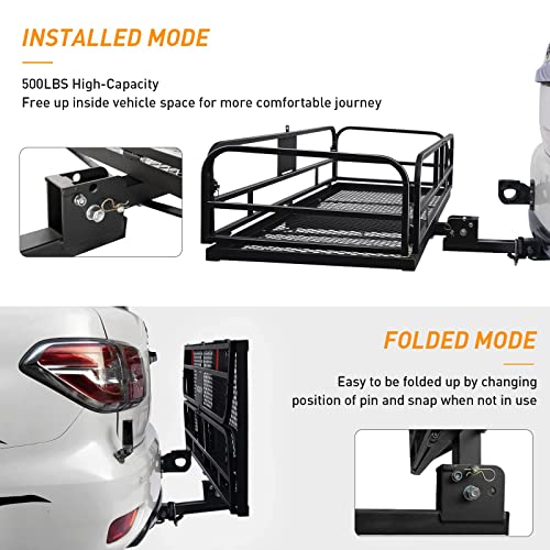 Wildroad Hitch Cargo Carrier 500 LBS Capacity Vehicle Trailer Baskets 60