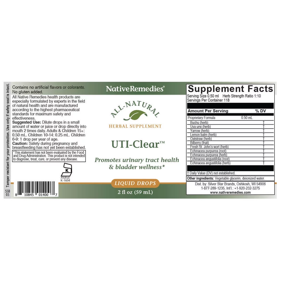 Native Remedies UTI-Clear Urinary Tract and Bladder Health Natural Herbal Supplement, 2-Pack