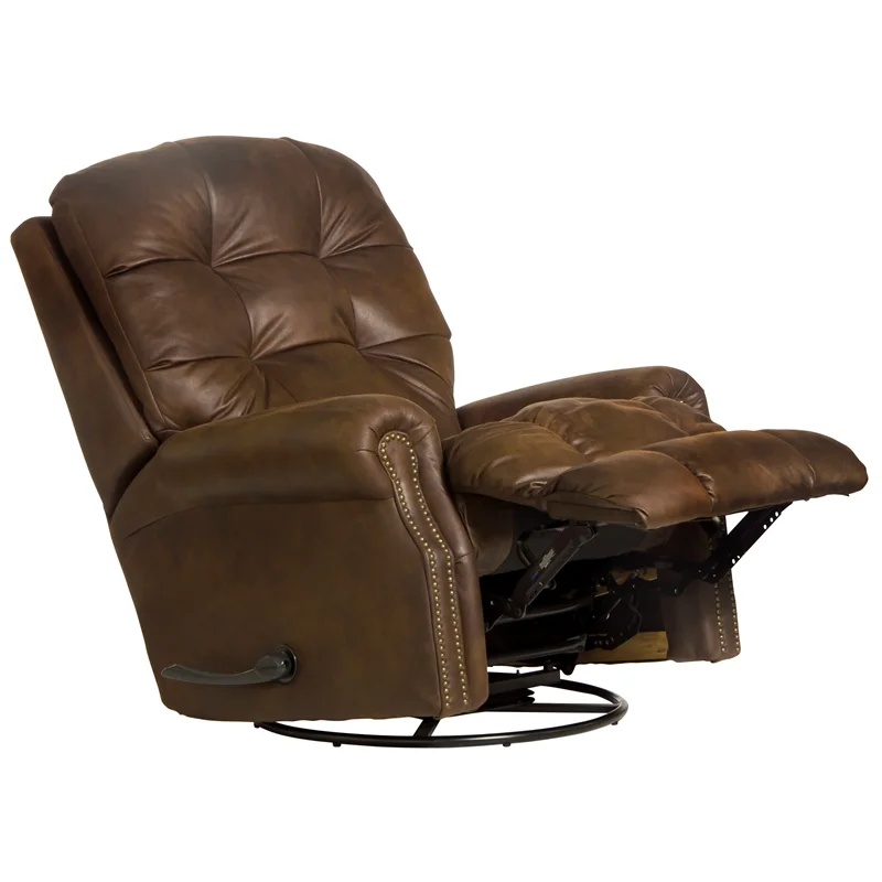 Catnapper Marge Swivel Glider Recliner in Brown Polyester Fabric