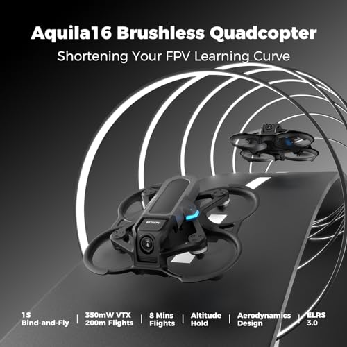 BETAFPV Aquila16 1S Brushless Quadcopter with Altitude Hold Function, 8 Mins Flight, 200m Distance, 3 Flight Speed Modes, Built-in Propeller Guard, for Teens Adults FPV Beginner to Fly Indoor Outdoor